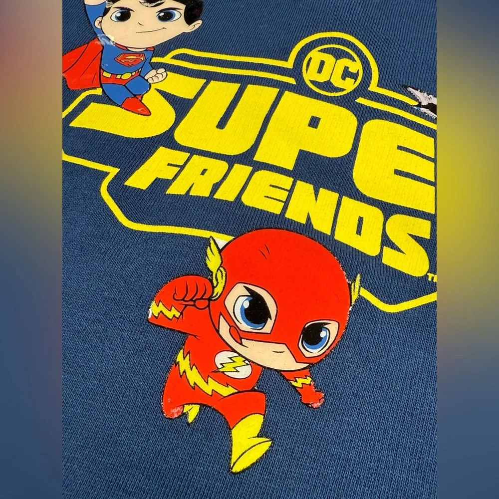NWT DC SUPERFRIENDS Boys Superhero Sweatshirt 2T Navy Superman Flash Batman New‎